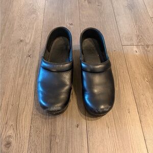 Black Leather Clogs